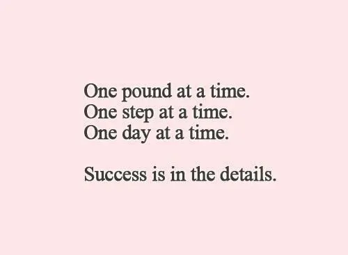 Bit by bit One pound at a time, one goal at a tine, one day at a time!